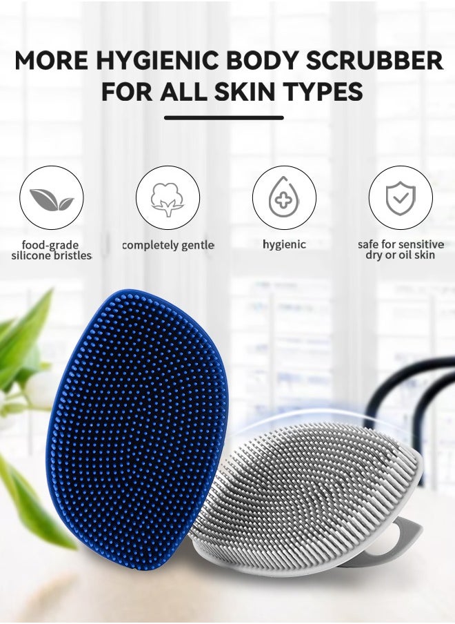 HieerBus - Silicone Body Scrubber Shower Body Brush , 1 Pack (Gray) - Image 1