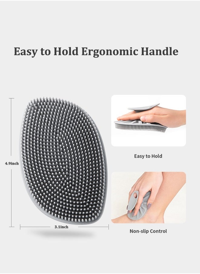 HieerBus - Silicone Body Scrubber Shower Body Brush , 1 Pack (Gray) - Image 1