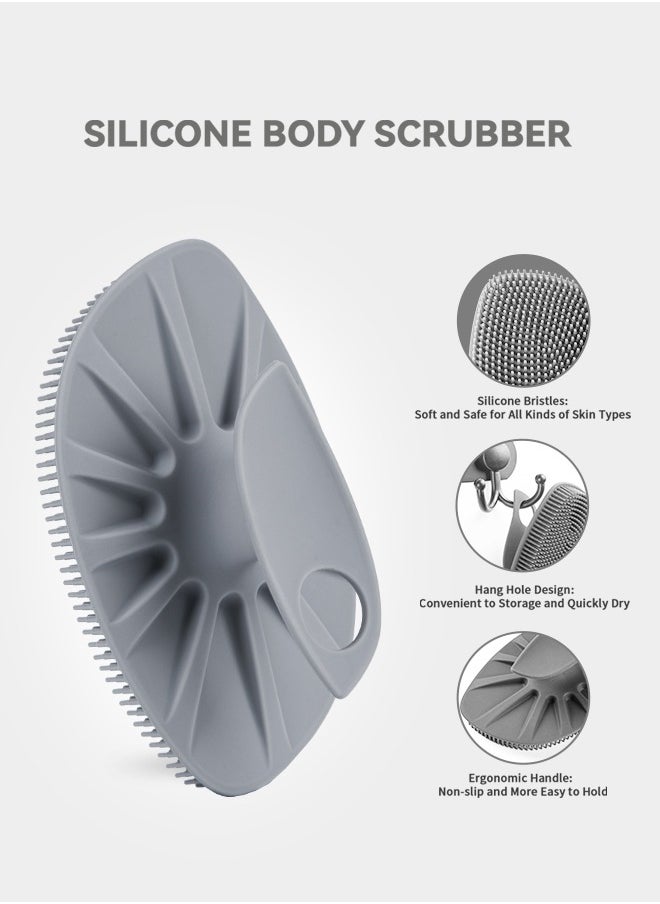 HieerBus - Silicone Body Scrubber Shower Body Brush , 1 Pack (Gray) - Image 1