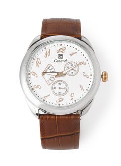 GENEVAL Leather Strap Analog Wrist Watch GL1513CRWO - 44mm - Brown  - Image 1