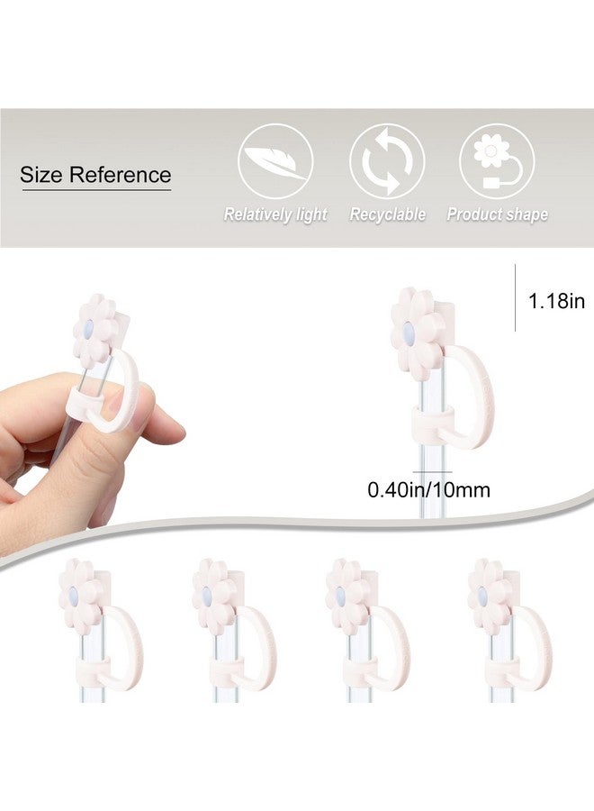 IOKUKI IOKUKI Silicone Straw Covers for Stanley 20 30&40 Oz Tumbler, 10mm/04in Flower Straw Covers Cap for All 9-10mm Straws, Dust-Proof Reusable Protector Topper for Water Bottle - 4 PCS  - Image 4