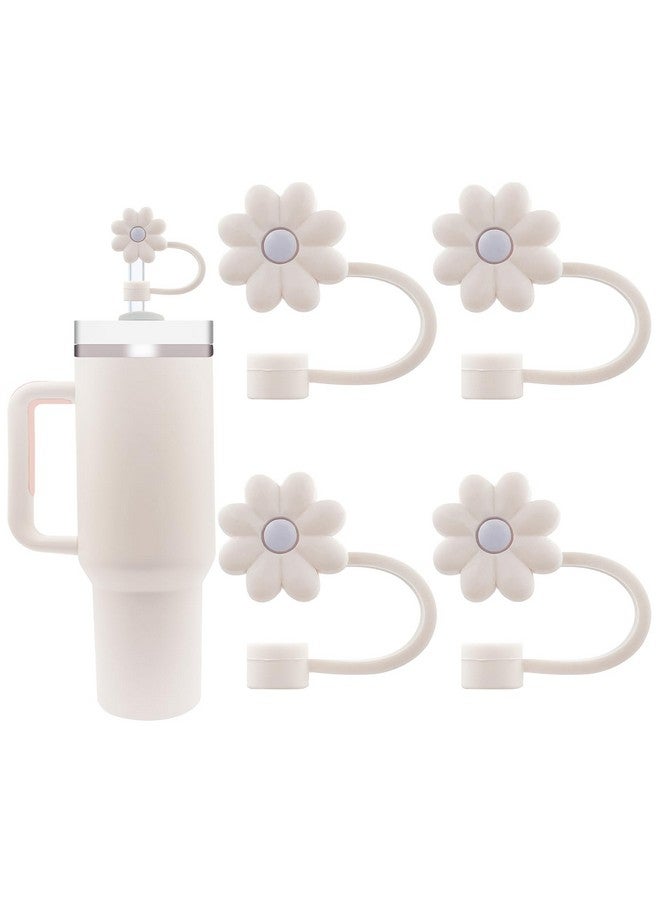 IOKUKI IOKUKI Silicone Straw Covers for Stanley 20 30&40 Oz Tumbler, 10mm/04in Flower Straw Covers Cap for All 9-10mm Straws, Dust-Proof Reusable Protector Topper for Water Bottle - 4 PCS  - Image 1