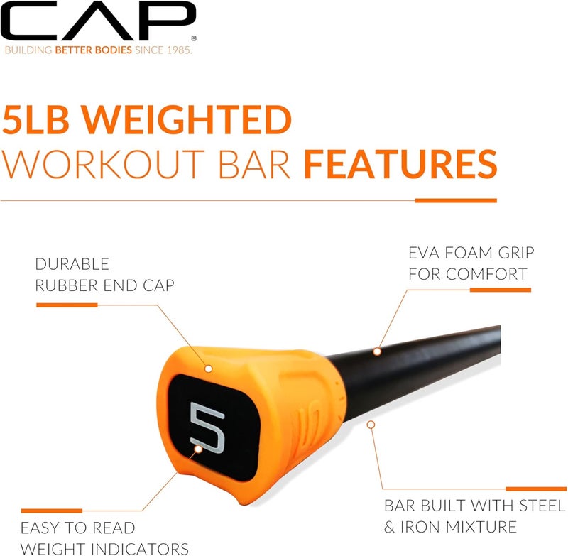 CAP Barbell Weighted Workout Bar | 5-20 lb | Multiple Options - Image 3