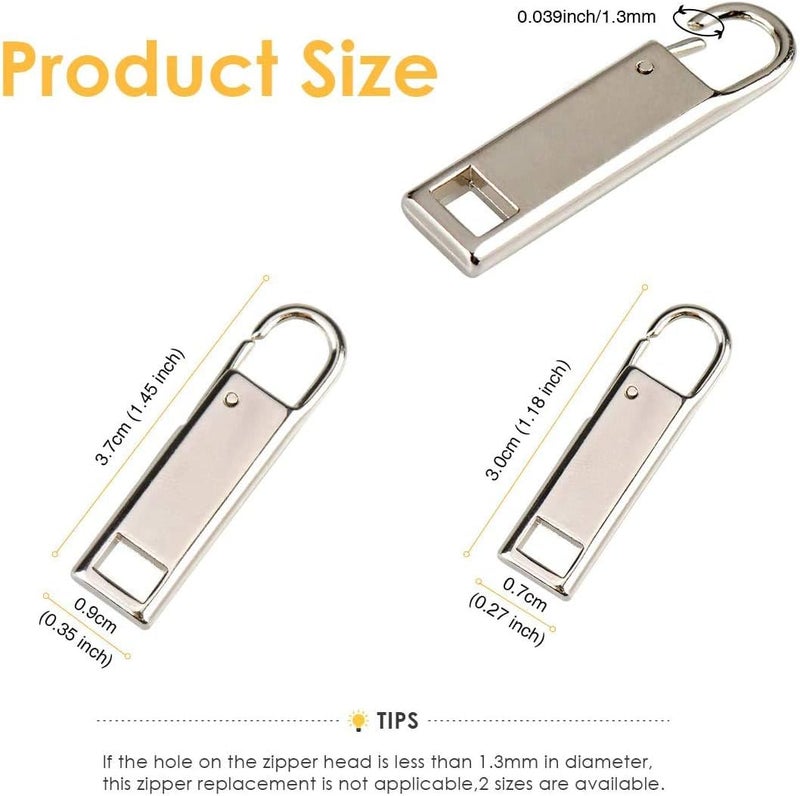 One enjoy Enjoy Zipper Pull Tab Replacement Metal Zipper Handle Mend Fixer for Shoes Luggage Suitcases Bag Jacket - 8 PCS (Black Silver) - Image 4