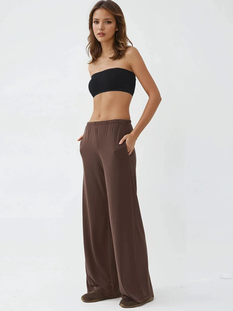 بوسيم بنطلون مستقيم بخصر مطاطي