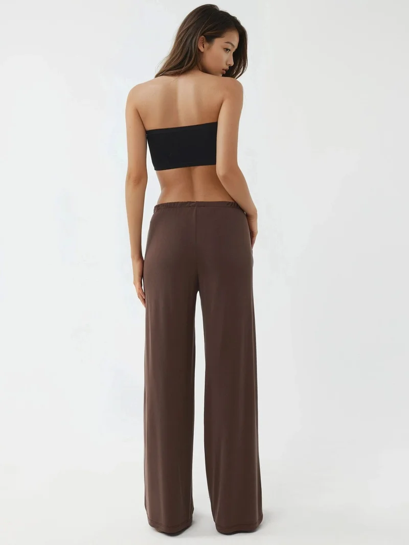 بوسيم بنطلون مستقيم بخصر مطاطي