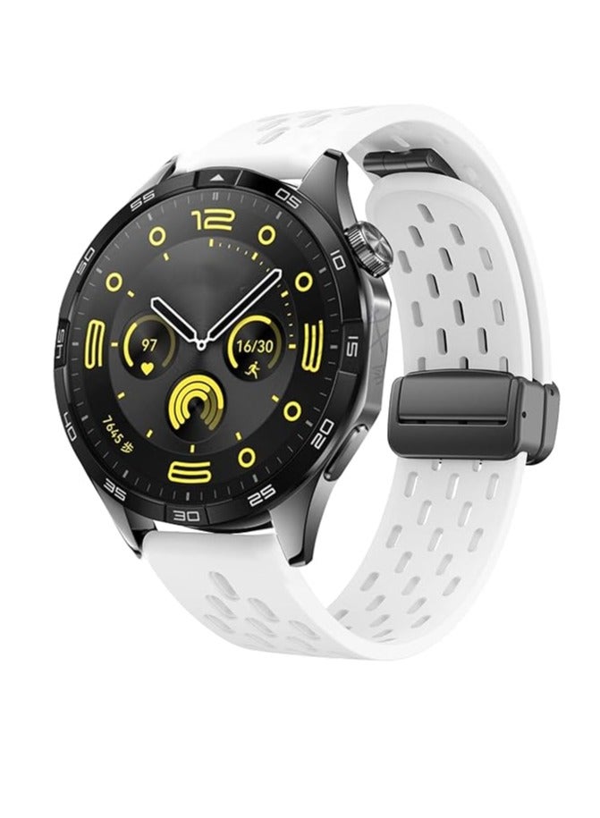 Sport Watch Band 20mm Quick Release Silicone Magnetic Sweatproof Breathable Watch Band for Men Women, Soft Silicone Sport Watch Strap - White - Image 1