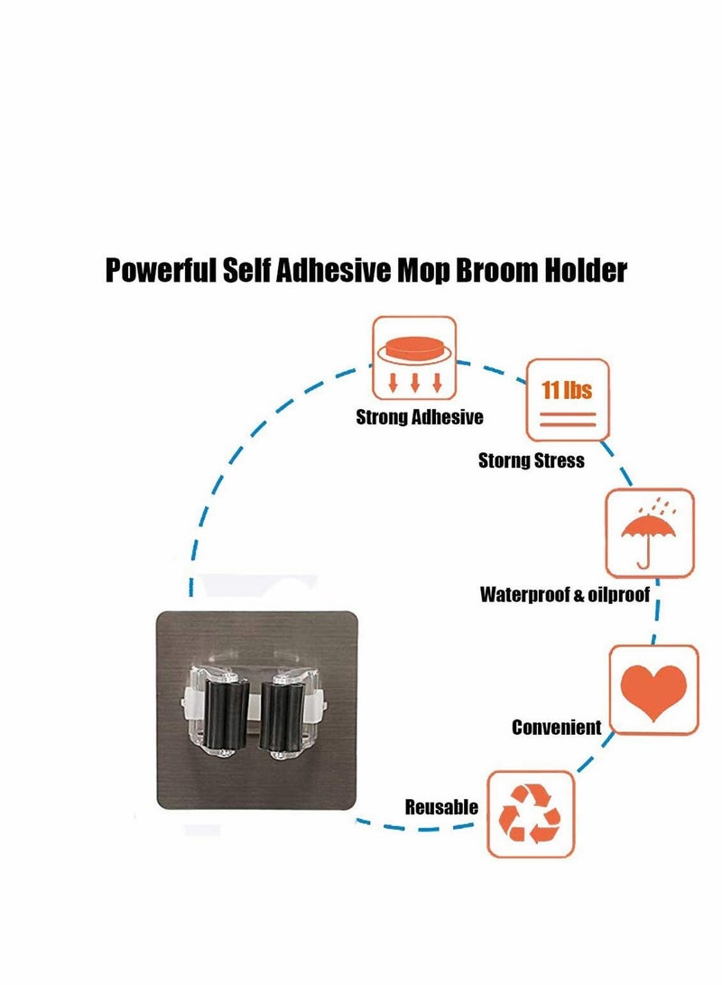 Excefore حامل مكنسة، FuYamp 8 عبوة مشابك مكنسة حائطية ثقيلة قابلة للتعليق، رف تخزين مكنسة، خطاطيف، أداة تنظيم لطيفة للخزانة والمطبخ والحديقة... - Image 5