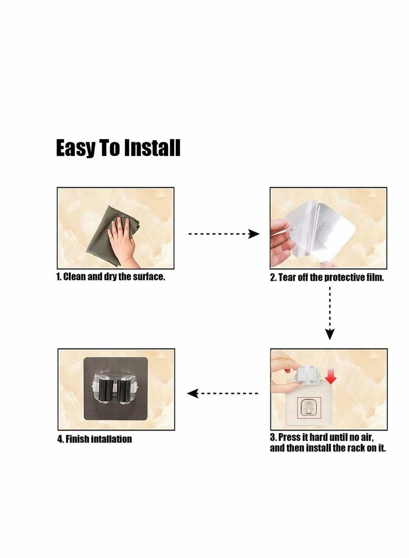 Excefore حامل مكنسة، FuYamp 8 عبوة مشابك مكنسة حائطية ثقيلة قابلة للتعليق، رف تخزين مكنسة، خطاطيف، أداة تنظيم لطيفة للخزانة والمطبخ والحديقة... - Image 4