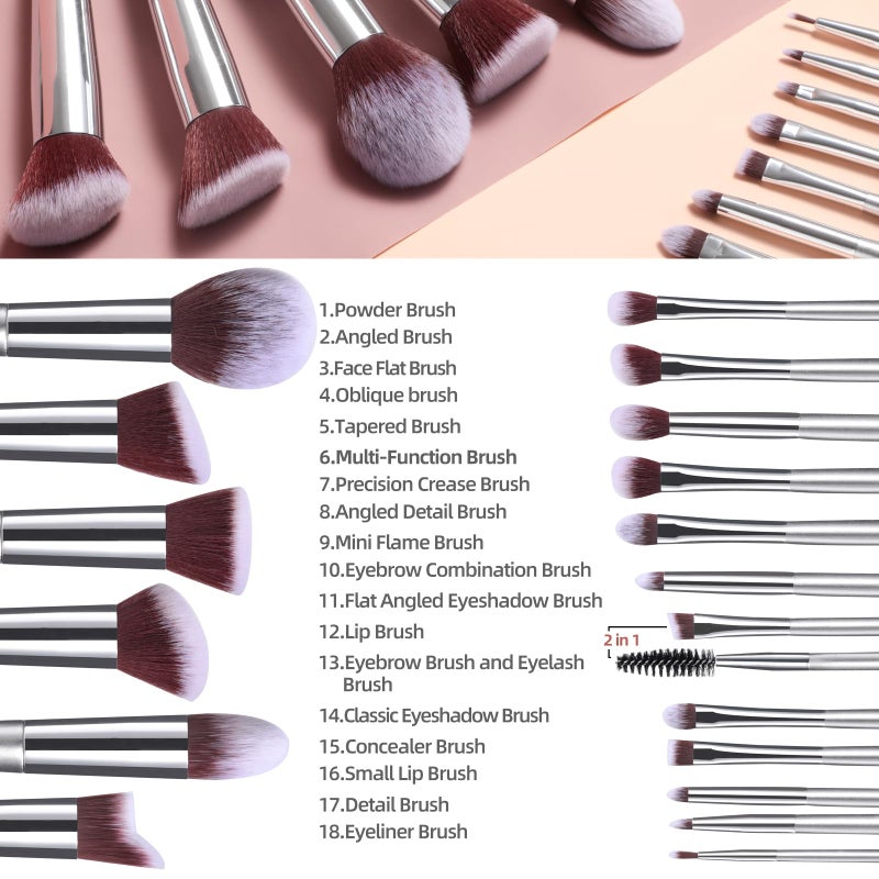 BS Mall BS-MALL Makeup Brush Set 18 Pcs Premium Synthetic Foundation Powder Concealers Eye shadows Blush Makeup Brushes with black case - Image 2