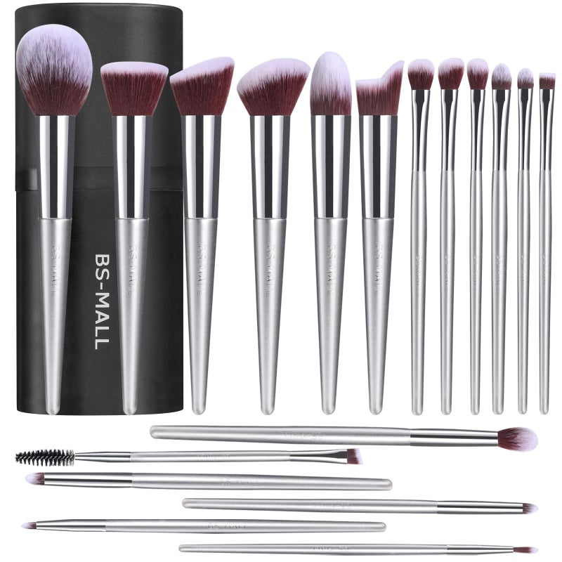 BS Mall BS-MALL Makeup Brush Set 18 Pcs Premium Synthetic Foundation Powder Concealers Eye shadows Blush Makeup Brushes with black case - Image 1