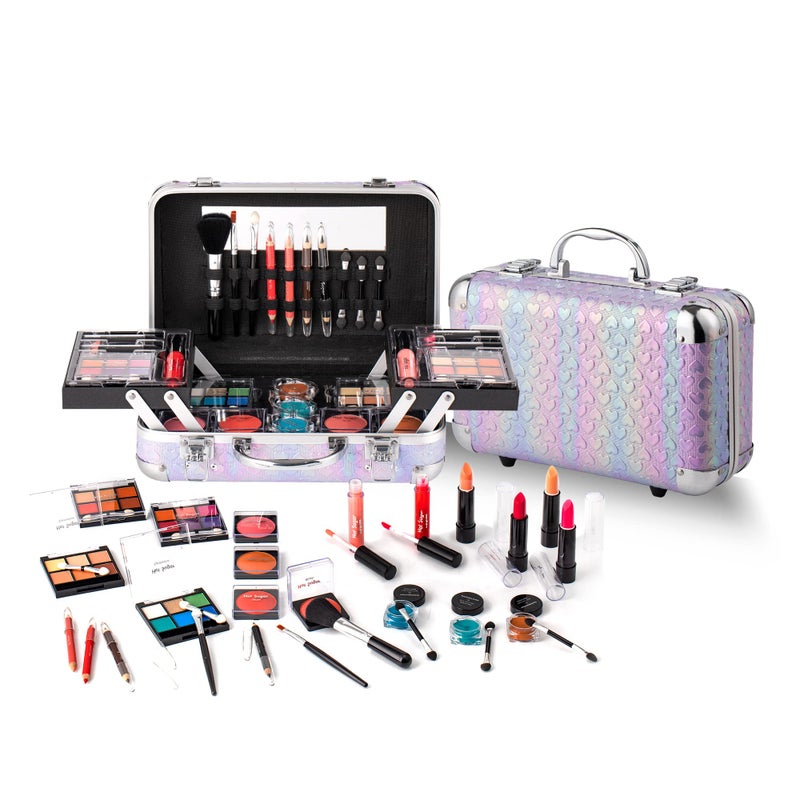 Hot Sugar All In One Makeup Set for Teenager Girls 10-12 Full Makeup Kit for Beginners Includes Eye Shadow Palette Blush Lip Gloss Lipstick Eye Pencil Brush Mirror (Purple Heart) - Image 1