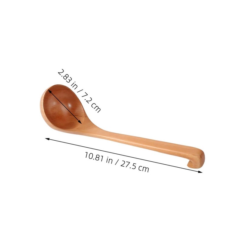 Wooden Soup Ladle Long Handle Japanese Style Serving Spoon For Cooking Hot Pot And Kitchen Utensil Light Wood - Image 3