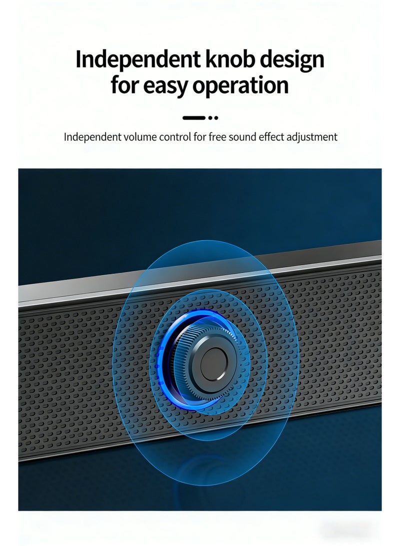 Computer Speaker Bluetooth Speaker, support both Bluetooth Connection and 3.5mm AUX Input, USB Powered Soundbar with Volume Knob - Image 4