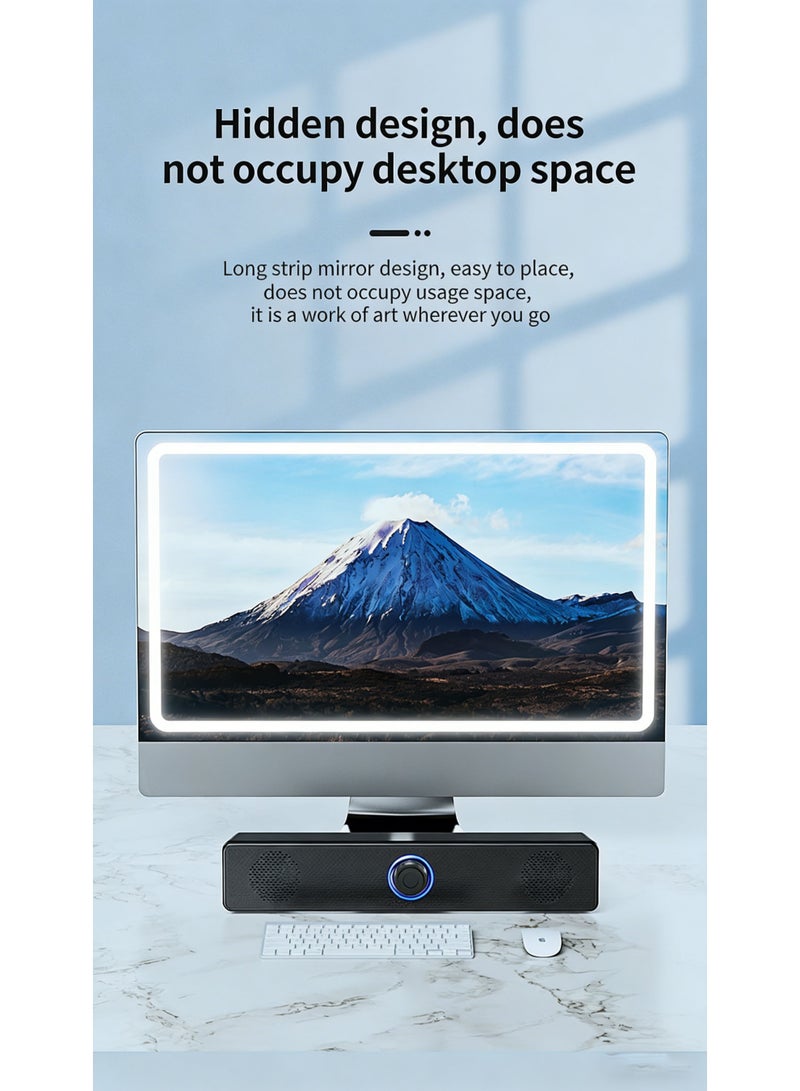 Computer Speaker Bluetooth Speaker, support both Bluetooth Connection and 3.5mm AUX Input, USB Powered Soundbar with Volume Knob - Image 3