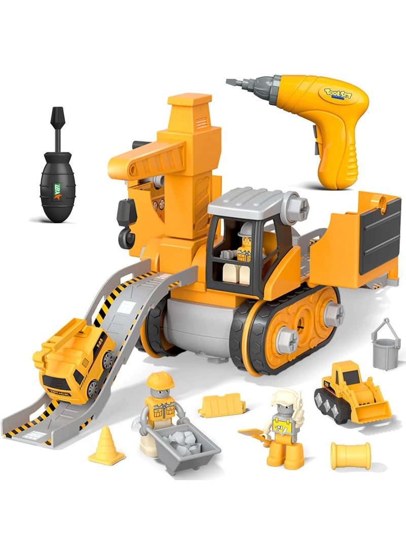 SOLARAE Take Apart Toy Construction Trucks, Take Apart Truck Toys Play Set Bulldozer Kid Construction Vehicles Gift for 3 4 5 6 Years Old Boy & Girls - Image 1