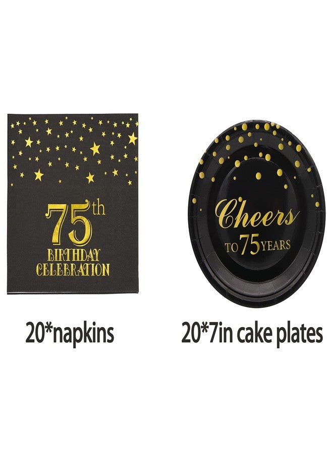 Pandecor Birthday Party Plates and Napkins Party Supplies Set Serve up to 20 Guests (75 years old) - Image 2