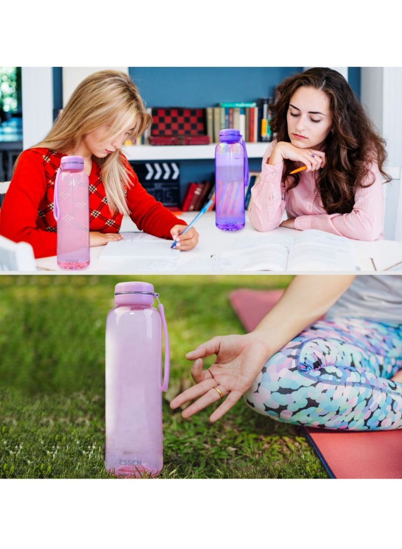 إيسن زجاجة مياه تريتان للأطفال في صالة الألعاب الرياضية والمدرسة والمكتب زجاجة مياه رياضية للتمارين والسفر خالية من مادة BPA ومضادة للتسرب باللون الوردي - 650 مل - Image 5
