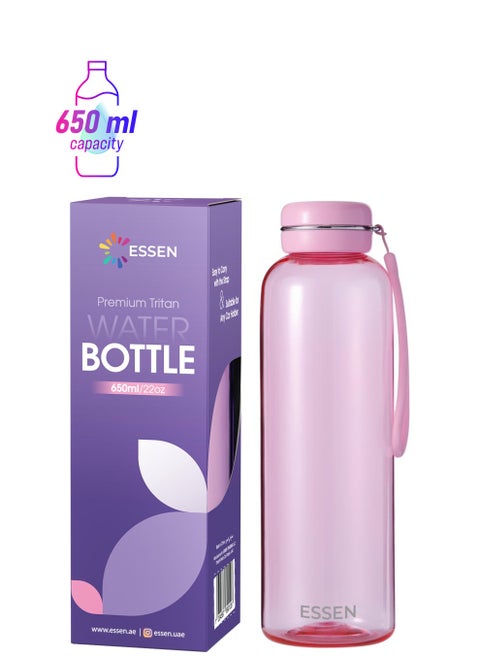 Tritan Water Bottle for Kids School Gym Office Outdoor Water Bottle Sports Exercise Travel BPA Free Leak Proof Pink – 650 ml