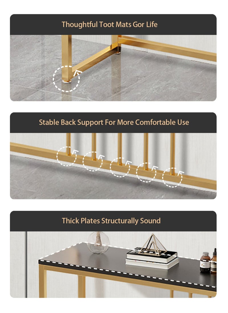 طاولة وحدة التحكم بإطار معدني وطاولة مدخل ضيقة ولوحة سميكة ووسادة أرجل قابلة للتعديل للأريكة ومدخل غرفة المعيشة 100 × 30 × 80 سم أسود + ذهبي - pzsku/Z67D5FBC91C2086EF51B9Z/45/_/1733379269/ccc7361e-3f18-495e-9d58-fb9eda2afb83