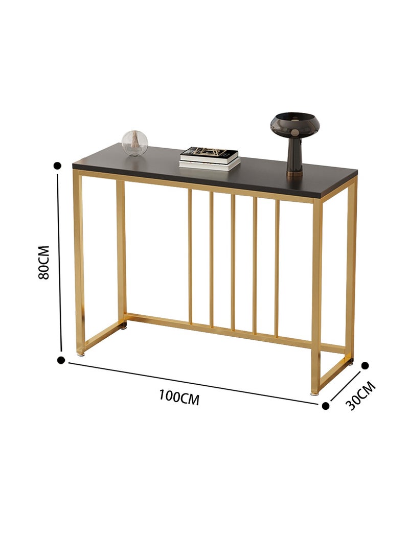 طاولة وحدة التحكم بإطار معدني وطاولة مدخل ضيقة ولوحة سميكة ووسادة أرجل قابلة للتعديل للأريكة ومدخل غرفة المعيشة 100 × 30 × 80 سم أسود + ذهبي - pzsku/Z67D5FBC91C2086EF51B9Z/45/_/1733379342/d448577f-66bd-457f-a83d-93ab0a0a1796