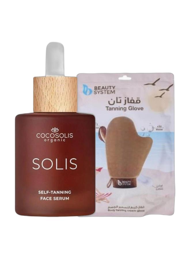 COCOSOLIS Solis Tanning Facial Serum 50Ml + Body Tanning Mitt Glove for Self Tan Bundle - Image 1