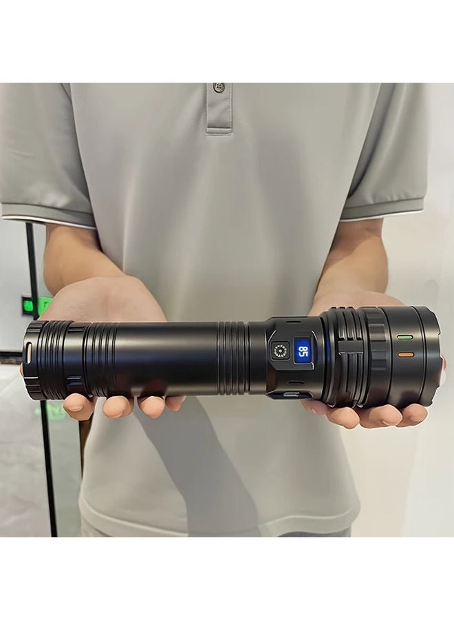 مصباح يدوي أسود خفيف الوزن من ABS قابلة لإعادة الشحن بحزام كتف للطوارئ في الهواء الطلق - Image 2