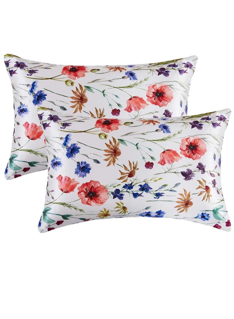 Bukela Satin Pillowcase for Hair and Skin, Silk Satin Pillowcase 2 Pack, Queen Size Pillow Cases Set of 2, Silk Pillow Cover with Envelope Closure  - Image 1