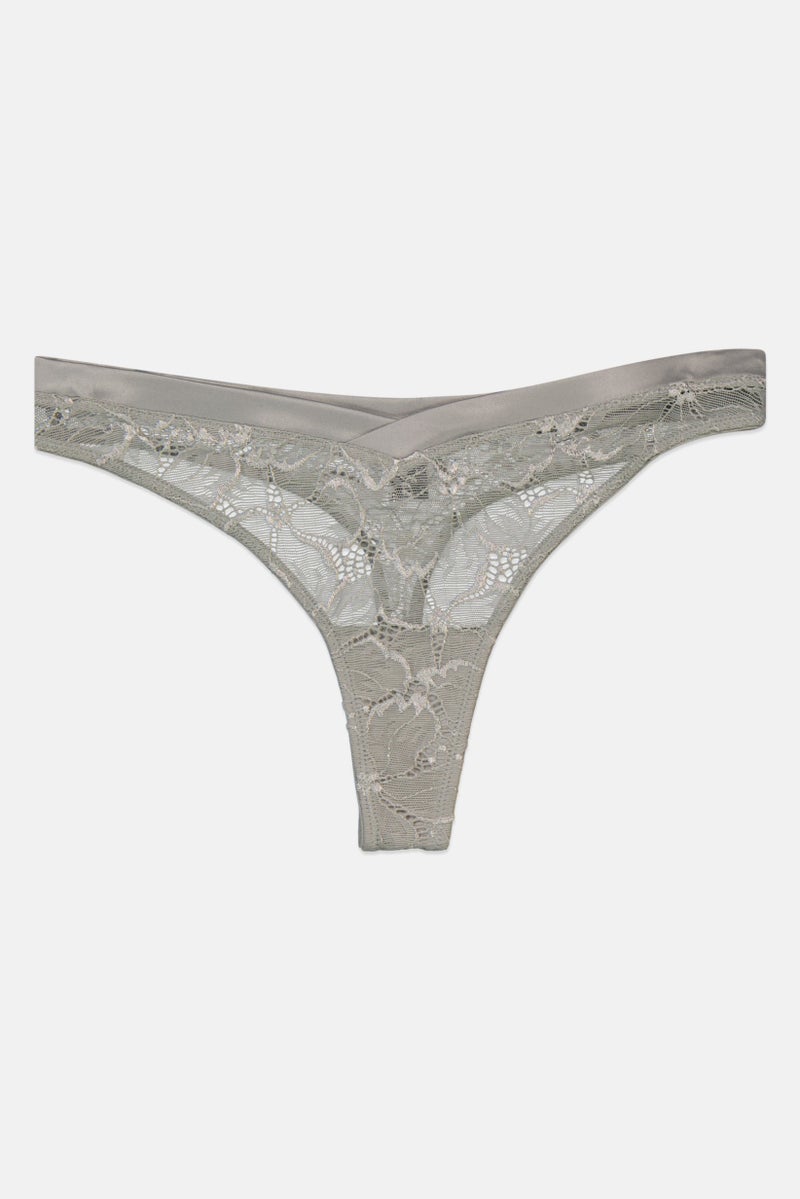 Etam Women Textured String Panty, Sage Green - Image 1