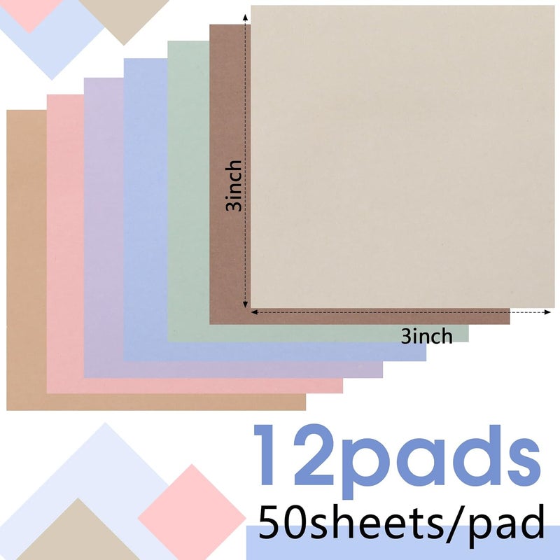 Thenshop 12 Pads Sticky Notes 3''x3'', Self Stick Notes Pads Office Supplies, Gradient Colors Vintage Color 50 Sheets/Pad for School, Office, Home(Morandi Colors) - Image 2