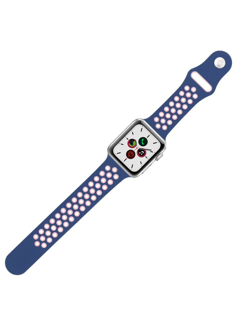 Perfii Dot Replacement Band For Apple Watch Series 5/4/3/2/1 Ocean Blue/Pink - Image 2