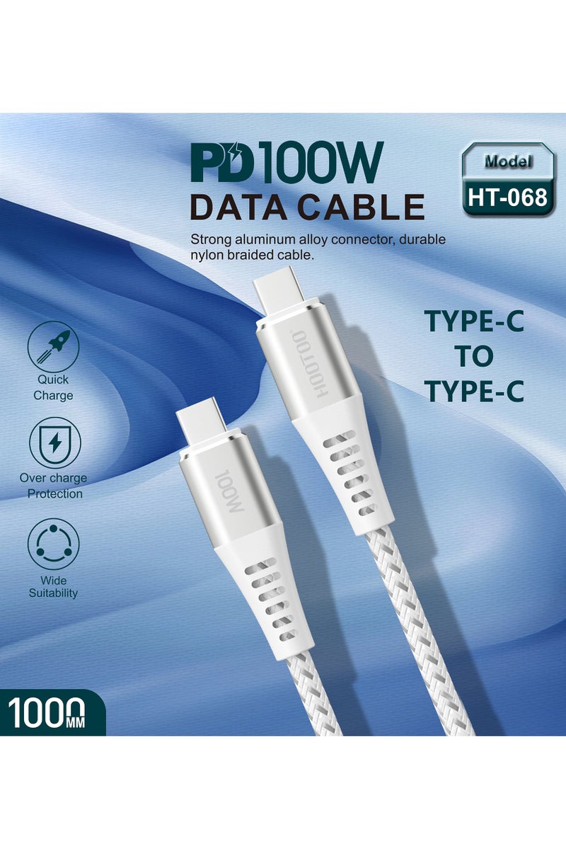 HooToo HT-068 1 Meter PD 100W Data Cable, White  - Image 2