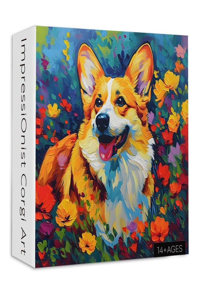 PICKFORU Cute Dog Puzzles for Adults 1000 Pieces and up, Corgi Puppy Puzzle Flower Puzzles for Adults, Funny Animals Puzzles as Art Wall Decor - Image 1
