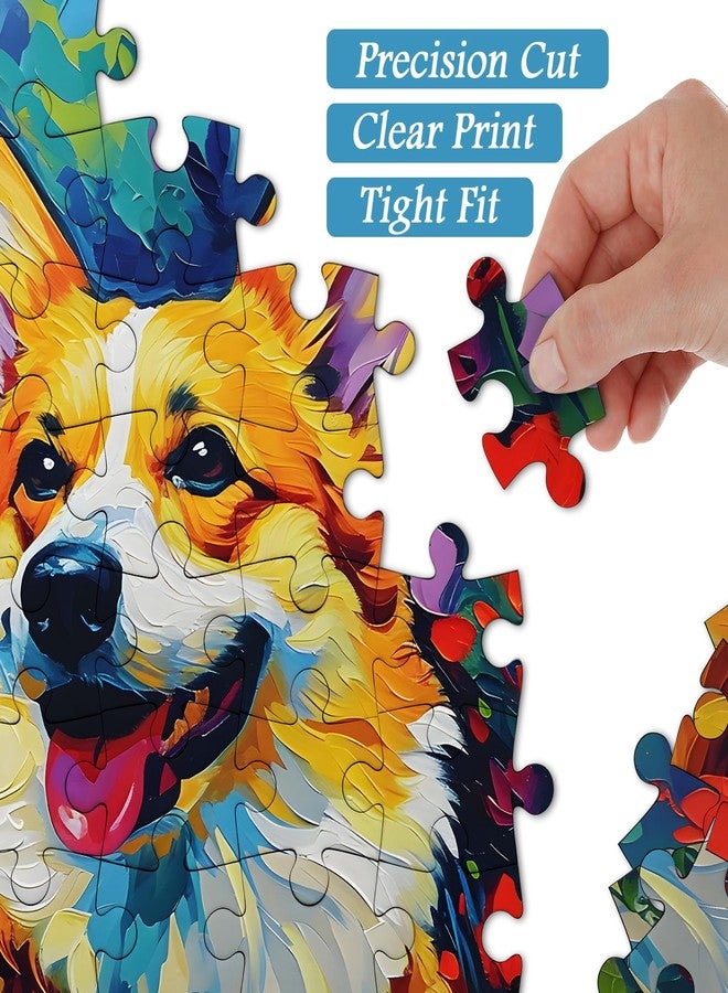 PICKFORU Cute Dog Puzzles for Adults 1000 Pieces and up, Corgi Puppy Puzzle Flower Puzzles for Adults, Funny Animals Puzzles as Art Wall Decor - Image 3