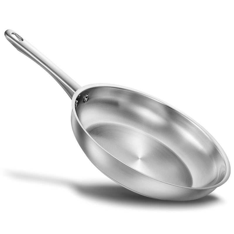 KOCH SYSTEME CS Stainless Steel Frying Pan 8 Inch, Small Skillets for Professional Cookware with Tri-ply Bottom, PFAS-Free Steel Cooking Pan, Induction Compatible, Dishwasher Safe, Oven Safe to 450â„‰ - Image 1