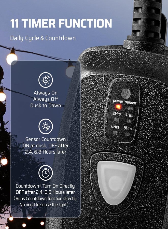 DEWENWILS Outdoor Timer Outlet Waterproof, 15A 1/2HP, 2 Grounded Outlets, 100FT Remote Control, Black, FCC Listed - Image 2