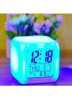 Nikrim Plastic Digital Alarm Clock with Automatic 7 Colour Changing LED Date Time Temperature Digital Alarm Clock Multicolour