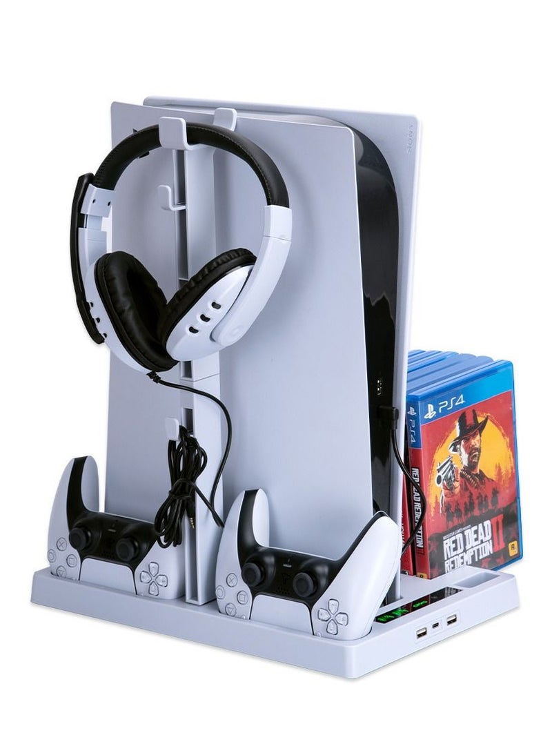 NIBEMINENT For PS5 radiator + handle charger + multi-function PS5 storage bracket base  - Image 1