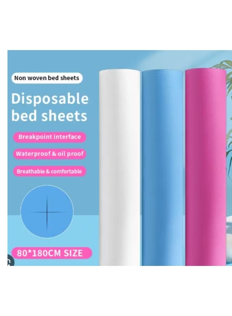 LA PERLA TECH  3 ROLLS Disposable Bed Sheets Massage Table Sheet Waterproof Bed Cover Non-woven Fabric for Spa Beauty Salon Hotels 80cm X 180cm, Pink-WHITE-BLUE - Image 2