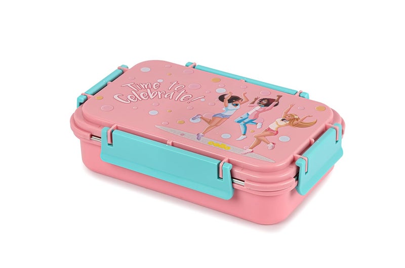 Cello CELLO Delish Insulated Lunch Box Pink Inner Stainless Steel Compartment Silicon Seal in The Lid with 4 Sided Click Locks Ideal for CollegeOffice Outdoor Activities  - Image 1