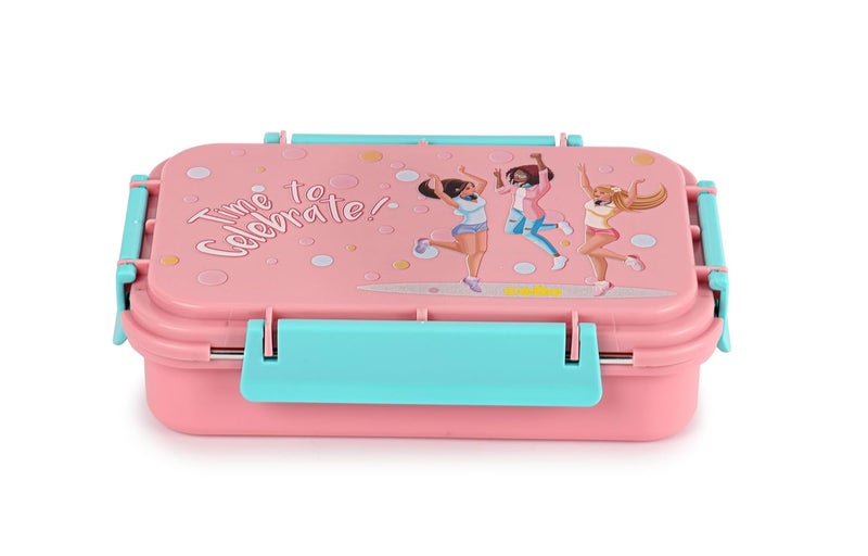 Cello CELLO Delish Insulated Lunch Box Pink Inner Stainless Steel Compartment Silicon Seal in The Lid with 4 Sided Click Locks Ideal for CollegeOffice Outdoor Activities  - Image 2