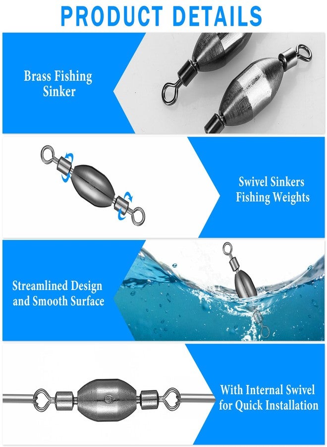 Seenelling 20 Pcs Brass Fishing Sinker Swivel Fishing Weights Saltwater Bullet Sinkers Drop Shot Fishing Weight Egg Sinkers with Swivel Rolling Removable Freshwater (1/8oz) - Image 5