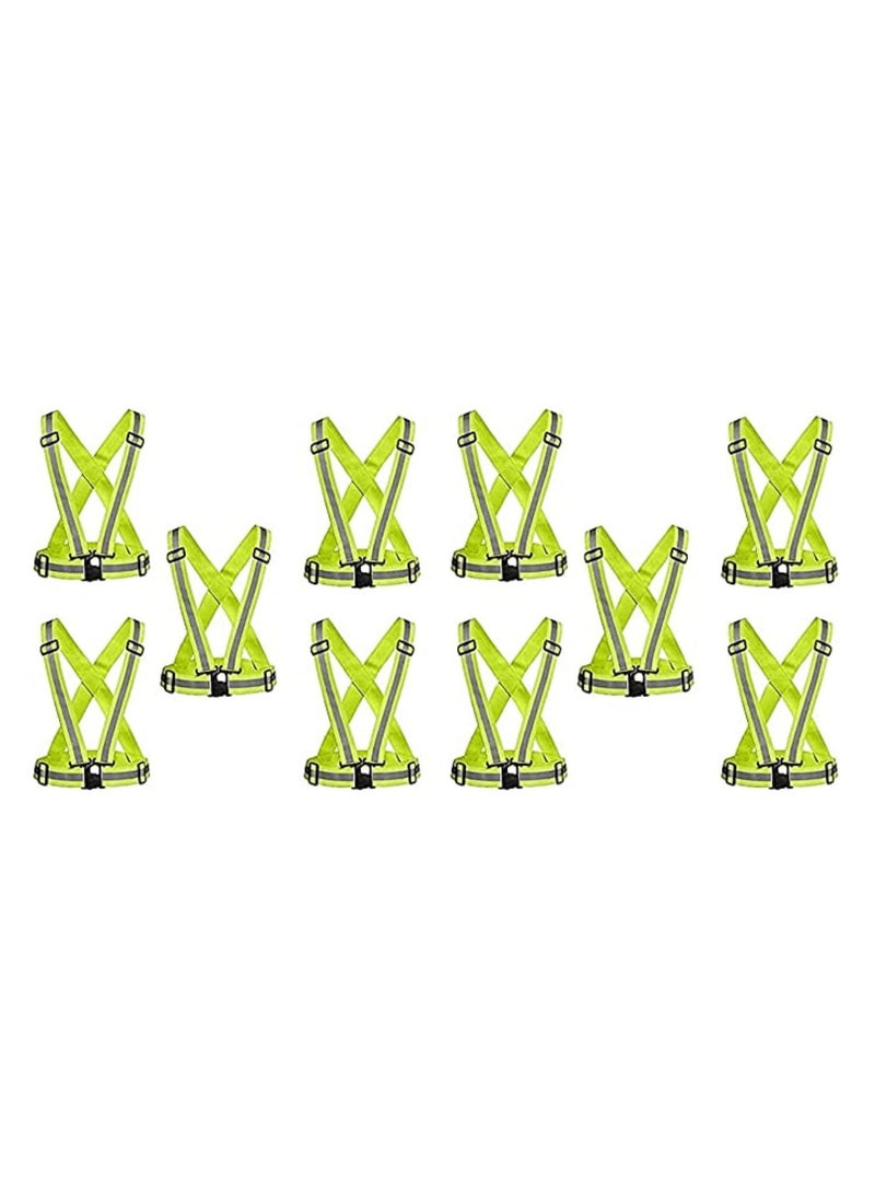 Generic Adjustable Cross Belt Safety Vest Green Pack of 10 