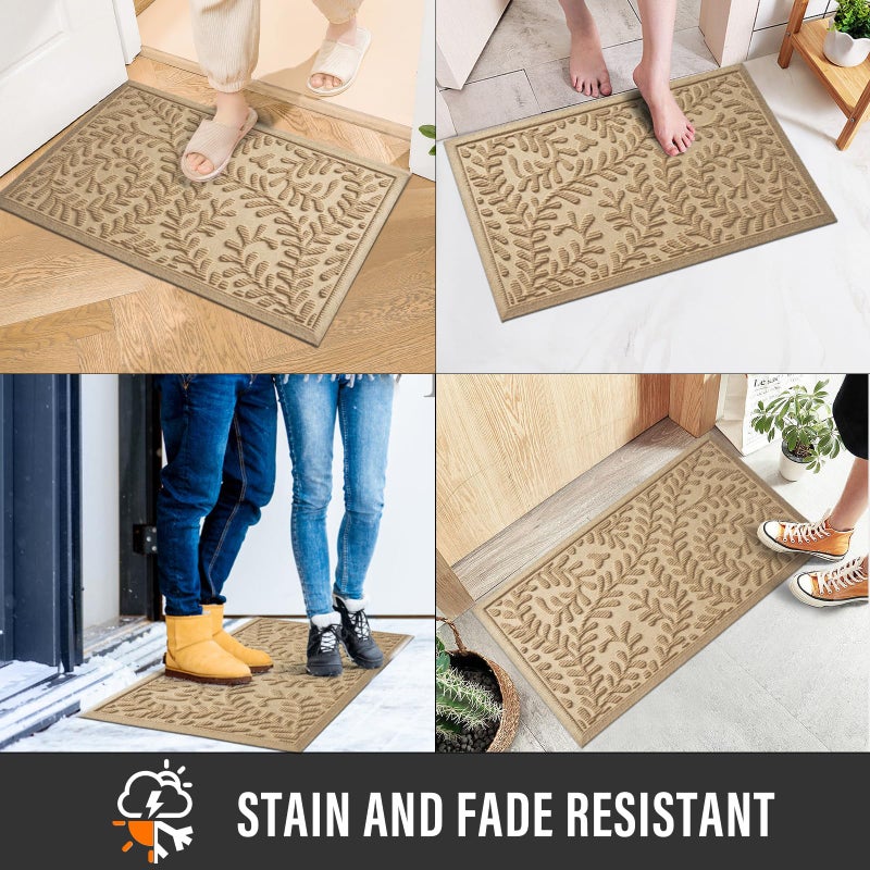 HIYARD Front Door Mat, Absorbent Dirt Trapping Welcome Door Mat Indoor Outdoor, Non Slip Entry Mat, Indoor Outdoor Door Mats, Fade Resistant, Low Profile Doormat for Entryway, 29Ã—17, Beige - Image 4