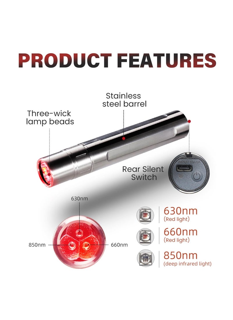 SYOSI Red Light Therapy Device for Dogs - Near Infrared Light Therapy for Body, Joints, & Muscles Pain Relief, Portable LED Device with 630nm, 660nm, and 850nm Red Light, Rechargeable and Easy to Use  - Image 3