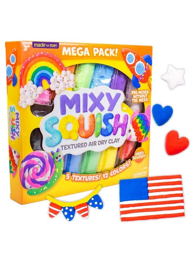 made by me Mixy Squish Rainbow Mega Pack By Horizon Group Usa Includes 12 Oz. Of Premade Air Dry Clay Sensory Play 12 Colors 5 Different Crunchy Bumpy Soft Textures Dries Squishy & Smooth  - Image 2