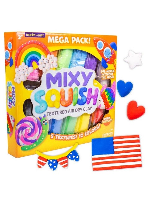 Mixy Squish Rainbow Mega Pack By Horizon Group Usa Includes 12 Oz. Of Premade Air Dry Clay Sensory Play 12 Colors 5 Different Crunchy Bumpy Soft Textures Dries Squishy & Smooth