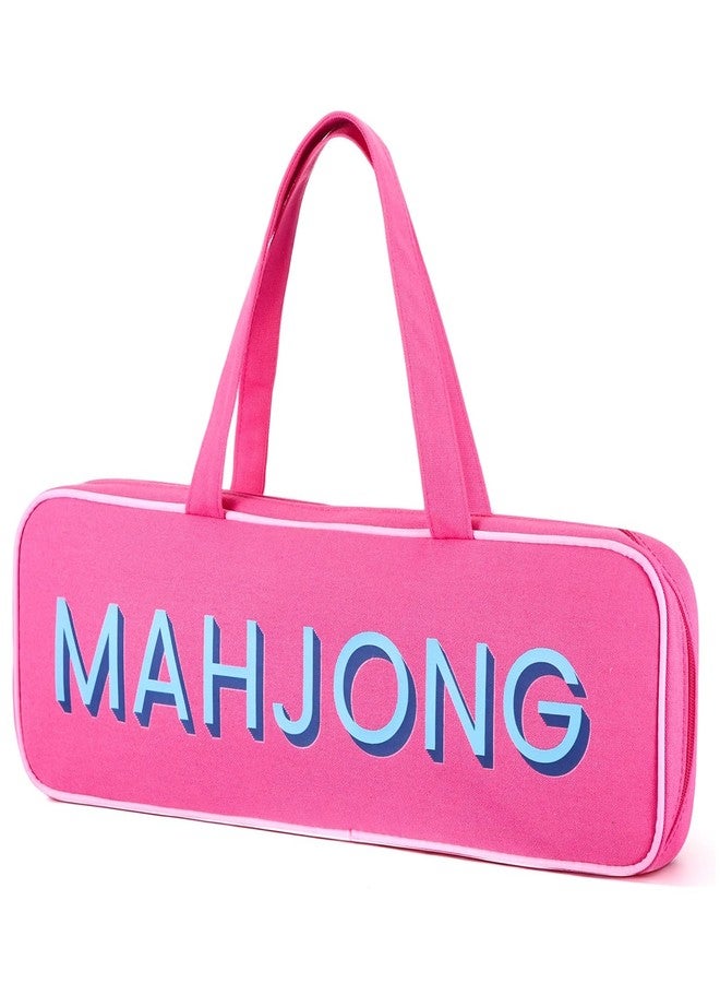 Cosblank Canvas Mahjong Rack Bag for Racks and Mat Empty Mahjong Rack Storage Bag with Handle Zipper and 4 Separate Compartments for Gifts Accessories Tile Game Card Pushers(Rose Red) - Image 1