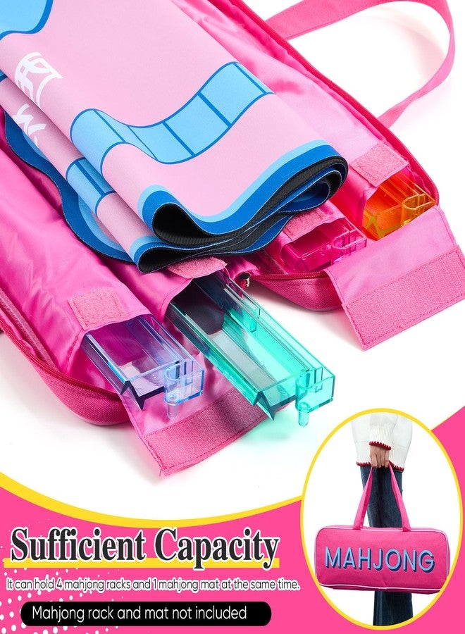 Cosblank Canvas Mahjong Rack Bag for Racks and Mat Empty Mahjong Rack Storage Bag with Handle Zipper and 4 Separate Compartments for Gifts Accessories Tile Game Card Pushers(Rose Red) - Image 5