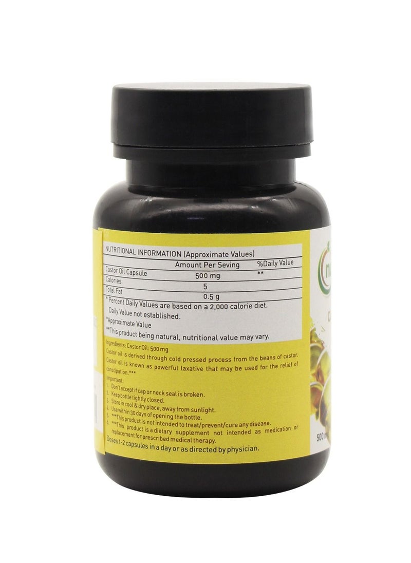 nutriorg Castor Oil soft gel 60 capsules 500Mg for Hair and Skin, Natural Laxative, Quick Release  - Image 3